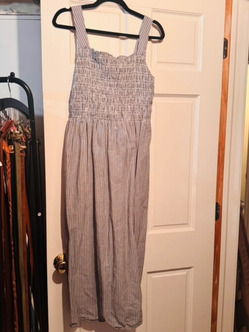 Everlane Striped Smocked Waist Maxi Dress Size M Medium